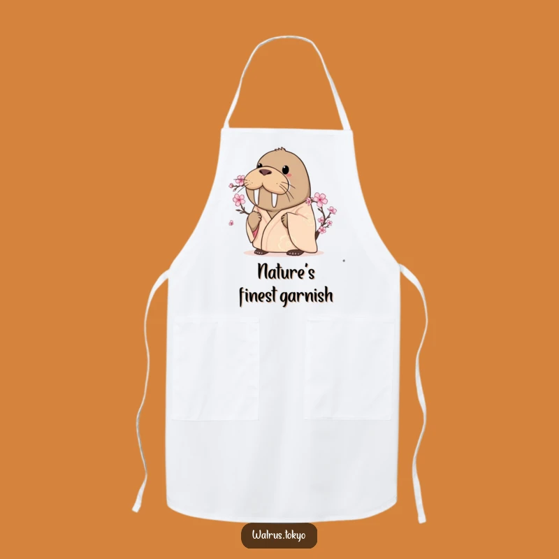 Funny Curious Walrus Kimono Apron - Blossom Gazing Cook Gift