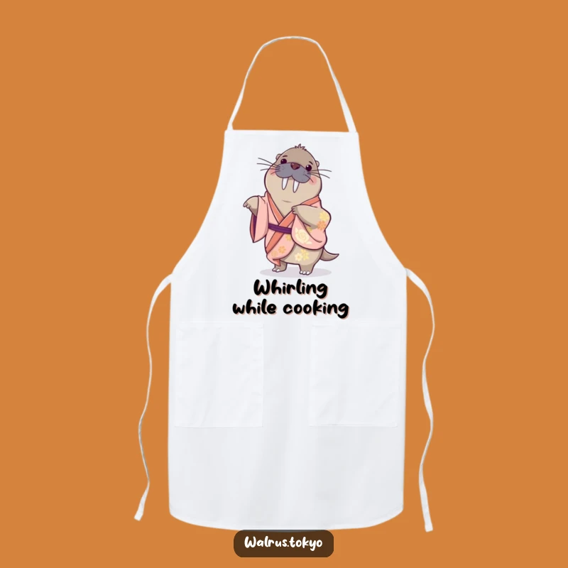Funny Walrus Kimono Apron: Spin Gracefully While Cooking, a Playful Gift