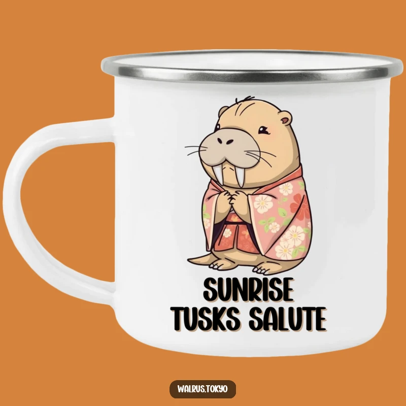 Rugged Funny Floral Kimono Walrus Camping Mug: Humor for Your Adventures, Unique Gift