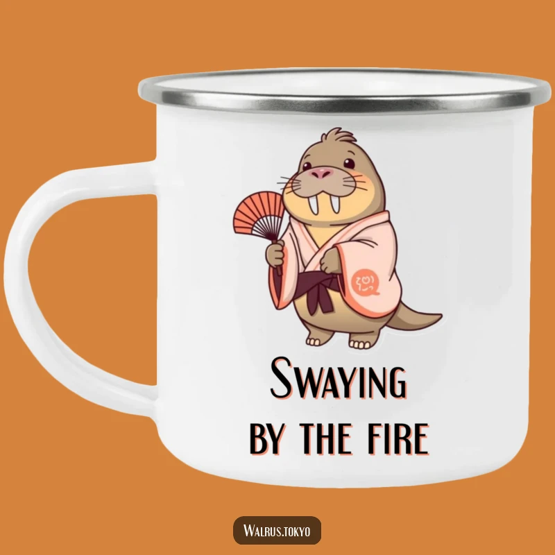 Funny Cheerful Walrus Kimono Camping Mug - Joyful Fan Sway Sip