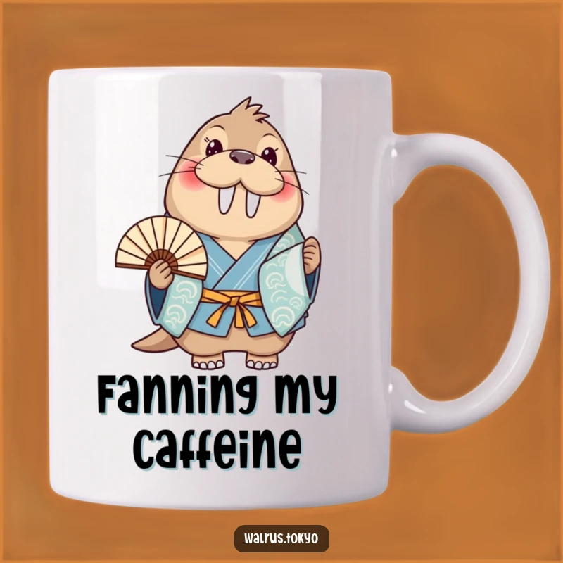 Funny Blue Kimono Walrus Fan Mug: Joyful Humor for Your Coffee, Perfect Gift