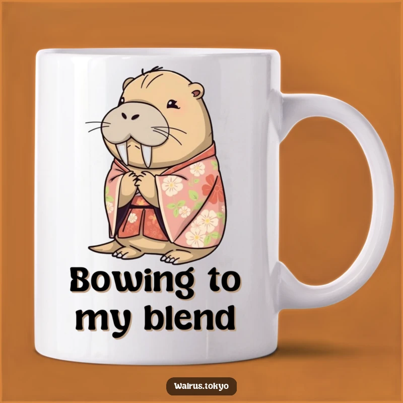 Funny Floral Kimono Walrus Mug: Elegant & Humorous Gift for Lovers of Unique Designs