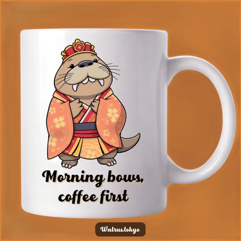Funny Regal Walrus Kimono Mug - Elegant Bowing Wildlife Gift