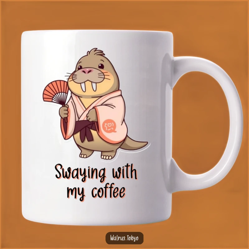 Funny Cheerful Walrus Kimono Mug - Gentle Swaying Fan Gift