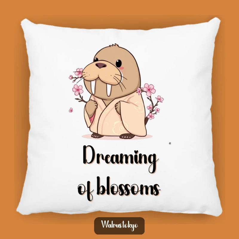 Funny Curious Walrus Kimono Pillow - Blossom Gazing Comfort