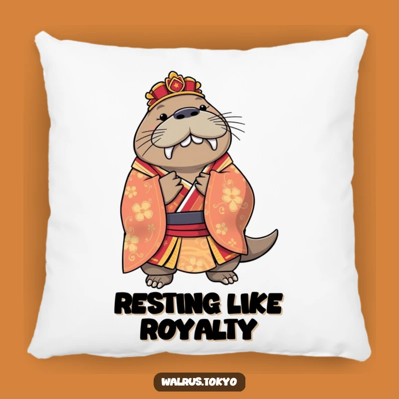 Funny Regal Walrus Kimono Pillow - Elegant Bowing Comfort Decor