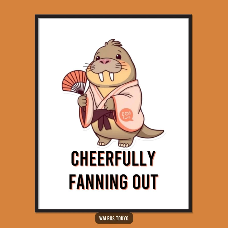 Funny Cheerful Walrus Kimono Digital Art - Joyful Fan Sway Download