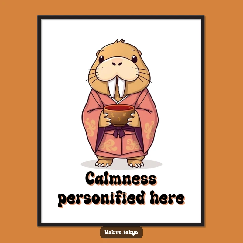 Funny Walrus Kimono Digital Art: Sophisticated Humor for Your Walls
