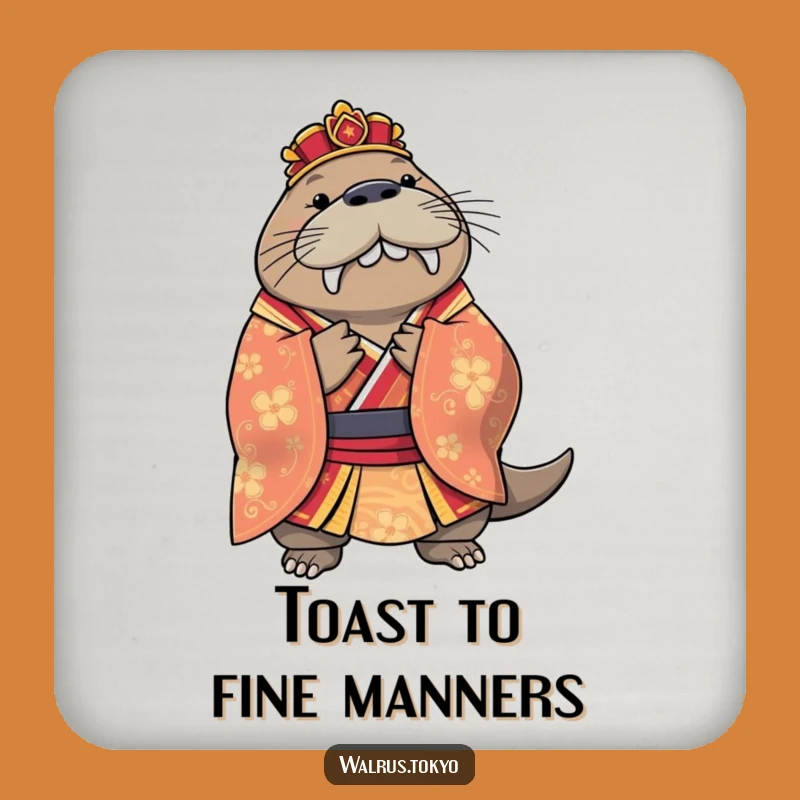 Funny Regal Walrus Kimono Coaster - Elegant Bowing Drink Protector