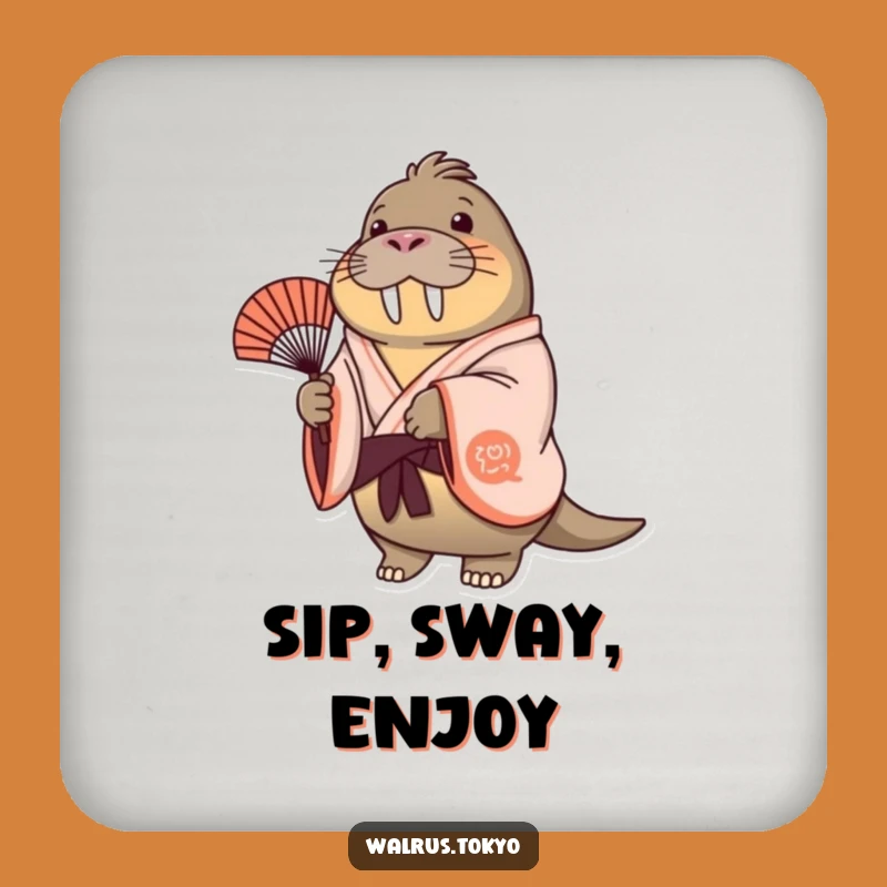 Funny Cheerful Walrus Kimono Coaster - Joyful Fan Sway Decor