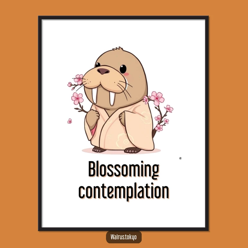 Funny Curious Walrus Kimono Poster - Blossom Gazing Art
