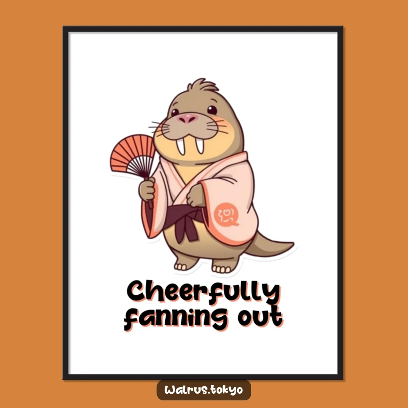 Funny Cheerful Walrus Kimono Poster - Joyful Fan Sway Art