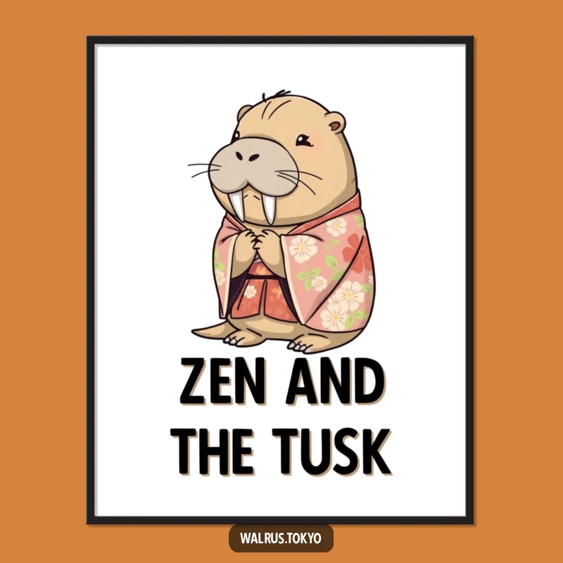 Funny Floral Kimono Walrus Poster: Elegant Artful Humor to Brighten Your Space, Perfect Gift