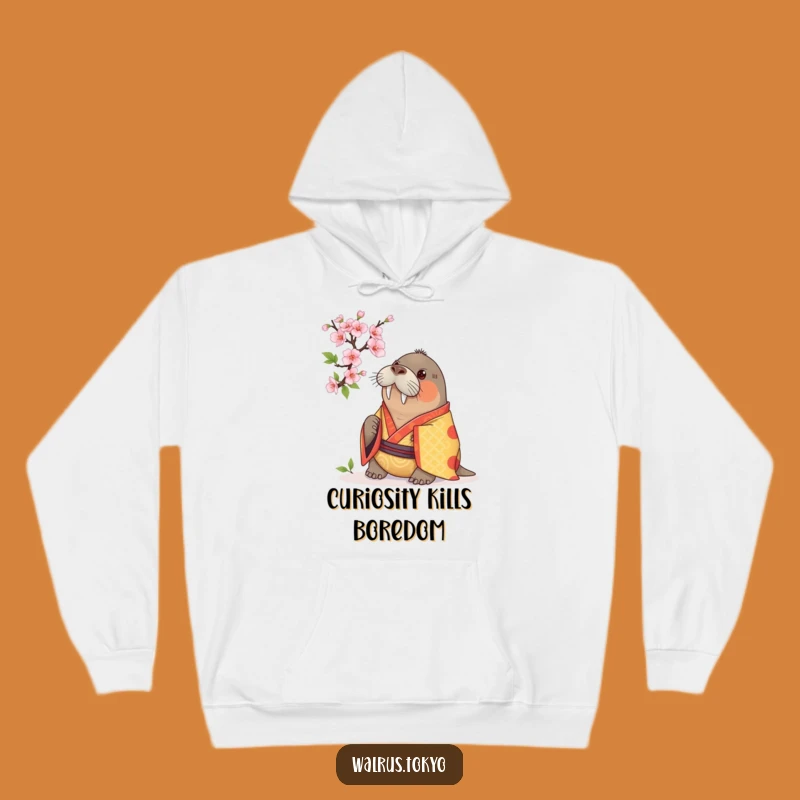 Cozy Funny Walrus Kimono Hoodie: Curious Blossom Examination for Warm Humor