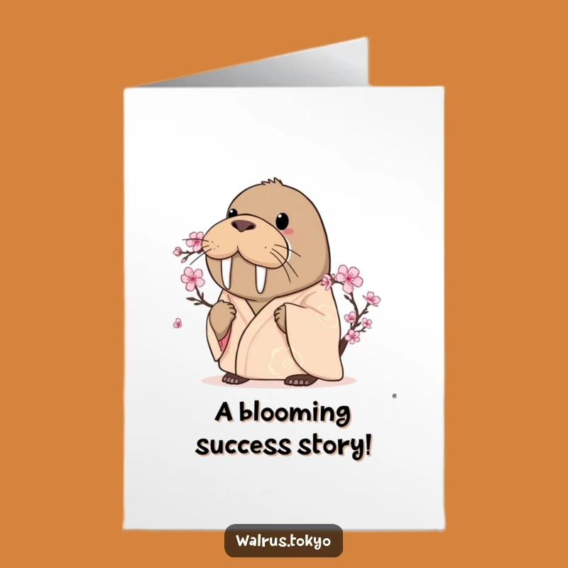Free Printable Walrus Congrats Card: Blossom into Success with this Funny Downloadable!