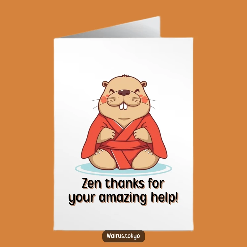 Free Printable Zen Walrus Thank You Card: Funny Downloadable Gift for Gentle Gratitude