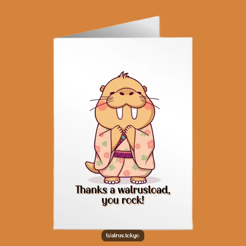 Free Printable Thank You Card: Bowing Walrus Kimono Downloadable Gift
