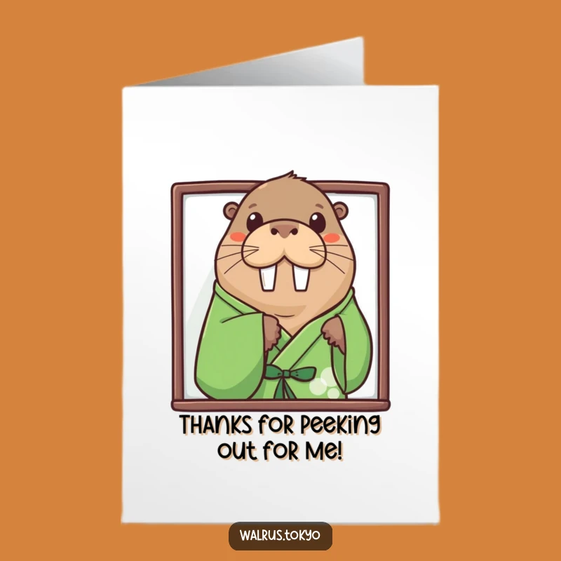 Free Printable Peek-a-Boo Walrus Thank You Card: Funny Downloadable Gift for a Sweet Surprise
