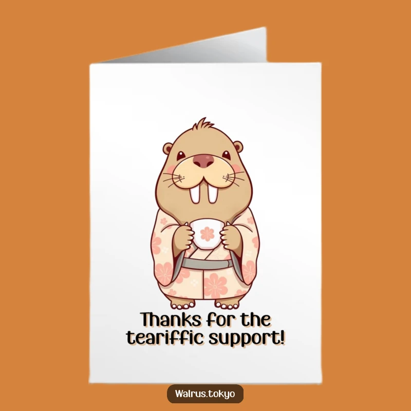 Free Printable Thank You Card: Walrus Tea Kimono Downloadable Gift