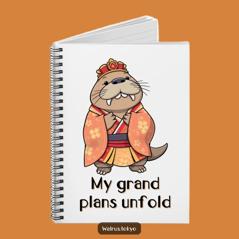 Funny Regal Walrus Kimono Notebook - Elegant Bowing Diary Gift