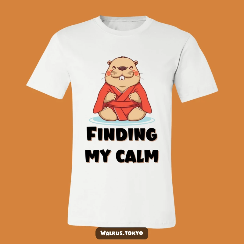 Funny Serene Walrus Red Kimono T-Shirt: Find Your Zen with Humorous Calm, Great Gift