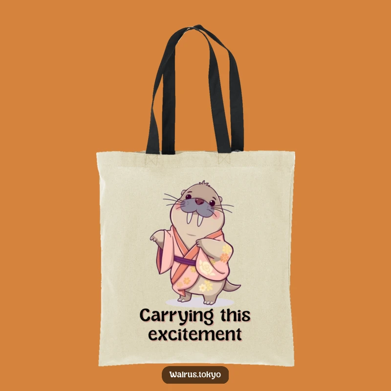 Funny Playful Walrus Spin Tote Bag: Carry Humor with Silk Kimono Grace