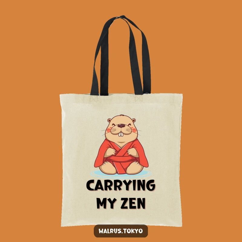 Funny Red Kimono Walrus Tote Bag: Carry Peaceful Humor Anywhere, Ideal Gift
